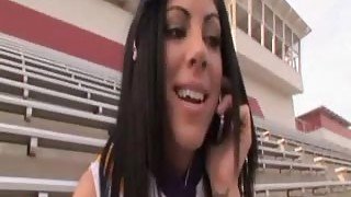 Cute cheerleader fingered and sucking