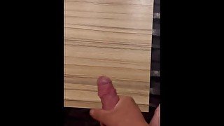 Jerking off and cumming on a table