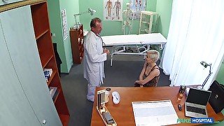 Short haired blonde Sylvia V fucked in the doctor's office