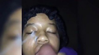 Girlfriend sucks my dick & takes a facial