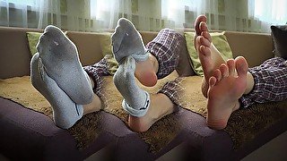 Japanese In Worn White Socks Showing Off Her Bare Soles 4K