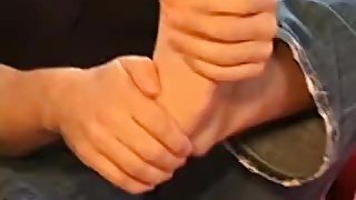 Gay boy takes his socks off and teases with his feet