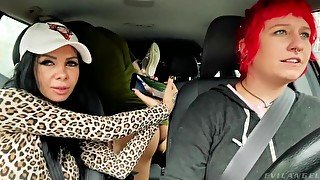 Brittany Bardot and Megan Inky are fucking on the backseat