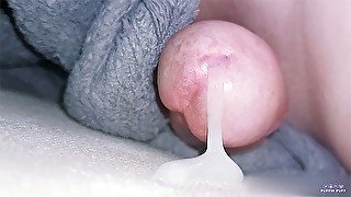 Close up Dry humping under blanket with slow cumshot