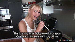 Amateur video of lesbo sluts having sex in the kitchen - Michelle and Donna