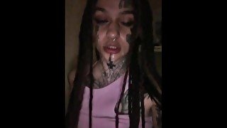 19 year old gothic girl with braids is spanked on the street and fucked until I cum on her face