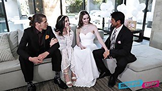 Wedding day indiscretion with babes Jazmin Luv and Hazel Moore