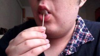 Russian gay teen sucking and playing with popsicle made of his own cum