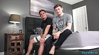 Tattoo gay anal sex with cumshot