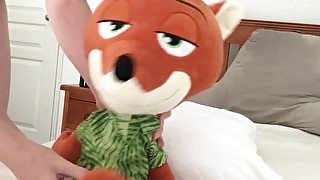 Nick Wilde plush toy gets fucked in the ass and cummed on