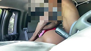 Horny couple fucking in car