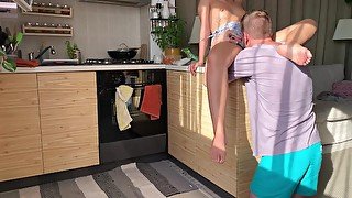 Amateur Couple Fucking and Cooking Together❤️Mess in the Kitchen