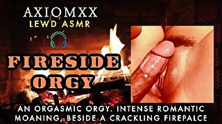 (LEWD ASMR) Fireside Orgy -  Orgasmic Orgy, Intense Romantic Moaning, Beside a Crackling Fireplace