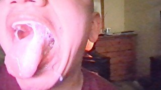 Mouth was filled with cum from a thick black dick!