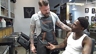 Rocco Steele pounds Romance bareback in the barbershop