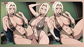 Tsunade from Naruto Shipuden - big boobs hairy pussy - JizzTribute