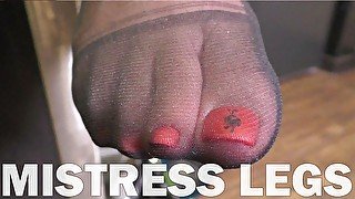 Just nylon toes and soles closeups