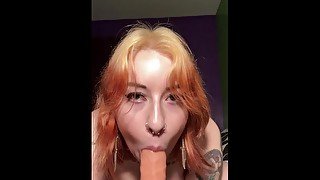 Slobbering all over a Big White Cock and Getting a Facial of Cum