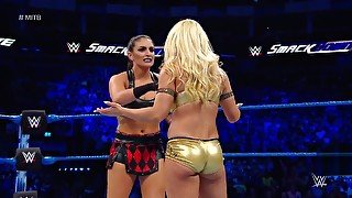 Mandy Rose's Ass In Golden Shorts WWE Smackdown Triple Threat 05-15-2018