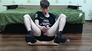 Hottest Boy Jerking Off In Leather Boots 23 Cm - Gay Boy