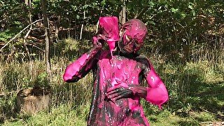 Cute, Muddy and Gunged in Pink at the Estuary