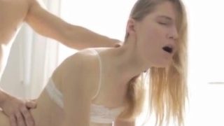 Innocent teen gagging and dirty talk anal creampie