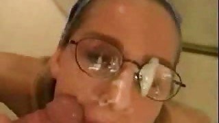 Sexy blonde gives the best blowjob and gets fat cumshot