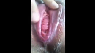 Bating her wet clit and squirting, nice and horny