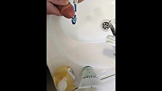 Morning Routine, Cum on Toothbrush to Wash Your Dirty Mouth