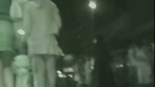 Nighttime voyeur upskirt video of unsuspecting girls