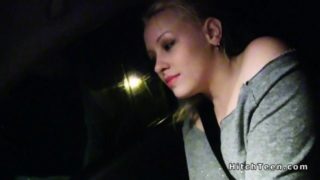 Stranded Russian teen bangs huge dick in car