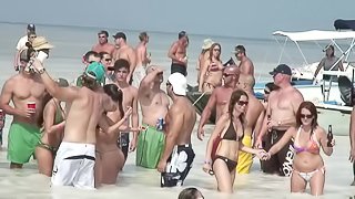 Naughty amateur cowgirls go topless on the beach hardcore