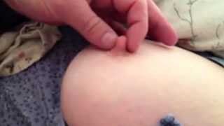 sneaky peep at her big boob as she napps.