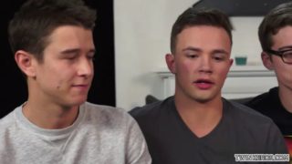 Hot twink threesome and cumshot