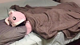 Bunny onesie tied up and fucked in bed