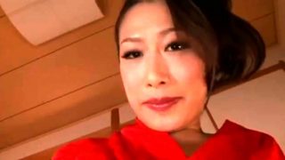 Busty Japanese MILF rides a hairy cock