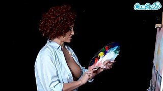 Big Tits MILF Ryan Keely Cosplay As Bob Ross Gets Horny During Painting Tutorial