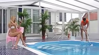 Anal Creampie By the Pool