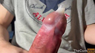 CLOSE UP: Condom Masturbation + Filling with Cum