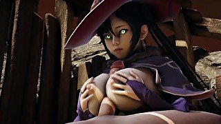 Genshin Impact: Mona Cowgirl, reverse fuck. Titjob Blowjob