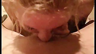 Sexy blonde sucking a cock over here