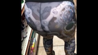 Wife See through Bending over slow motion walk at store