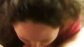 Cum on Sexy Brunette face w/ great tits!!