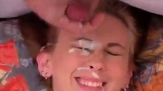 Very cute bukkake (multiple facial)