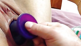 Big purple toy fucking pumped wet crack.