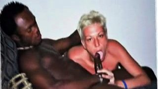 Interracial loving granny is giving blowjob to a BBC