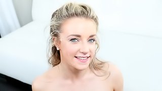 Stunning blonde Kate Kennedy is getting her face fucked by a fat dick