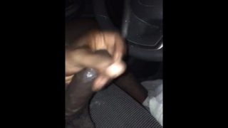 Jerking this big dick in the car while neighbor watch