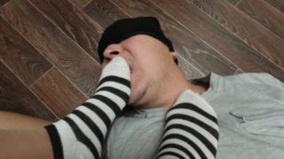 Slave foot worship gagging feet socks