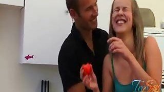 Teen fun in the kitchen with good sex